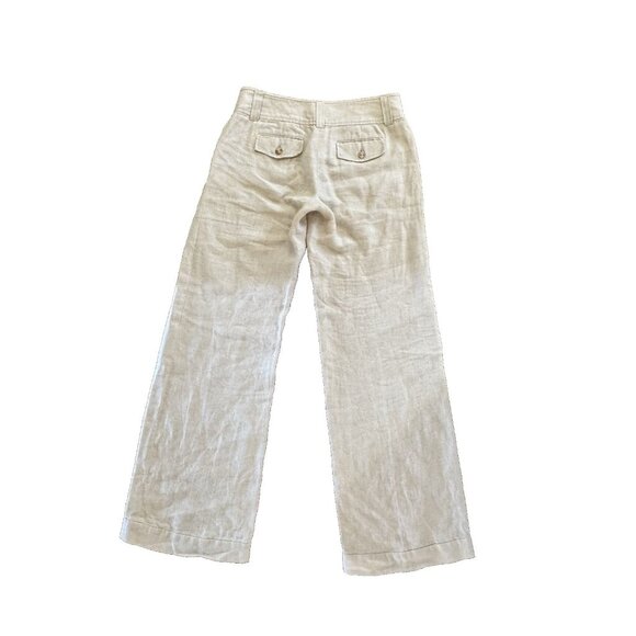 Michael Kors neutral 100 % linen straight leg full length pants Size 4 beige - Picture 3 of 10